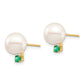8- Round Freshwater Cultured Pearl and .18EM Emerald Post Earrings - WBC
