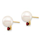 8- Round Freshwater Cultured Pearl and .18GA Garnet Post Earrings - WBC