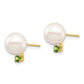 8- Round Freshwater Cultured Pearl and .14PE Peridot Post Earrings - WBC