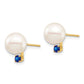8- Round Freshwater Cultured Pearl and .18SA Sapphire Post Earrings - WBC