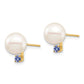 8- Round Freshwater Cultured Pearl and .14TZ Tanzanite Post Earrings - WBC