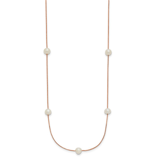 5- Near-Round Freshwater Cultured Pearl 9-Station Necklace - WBC