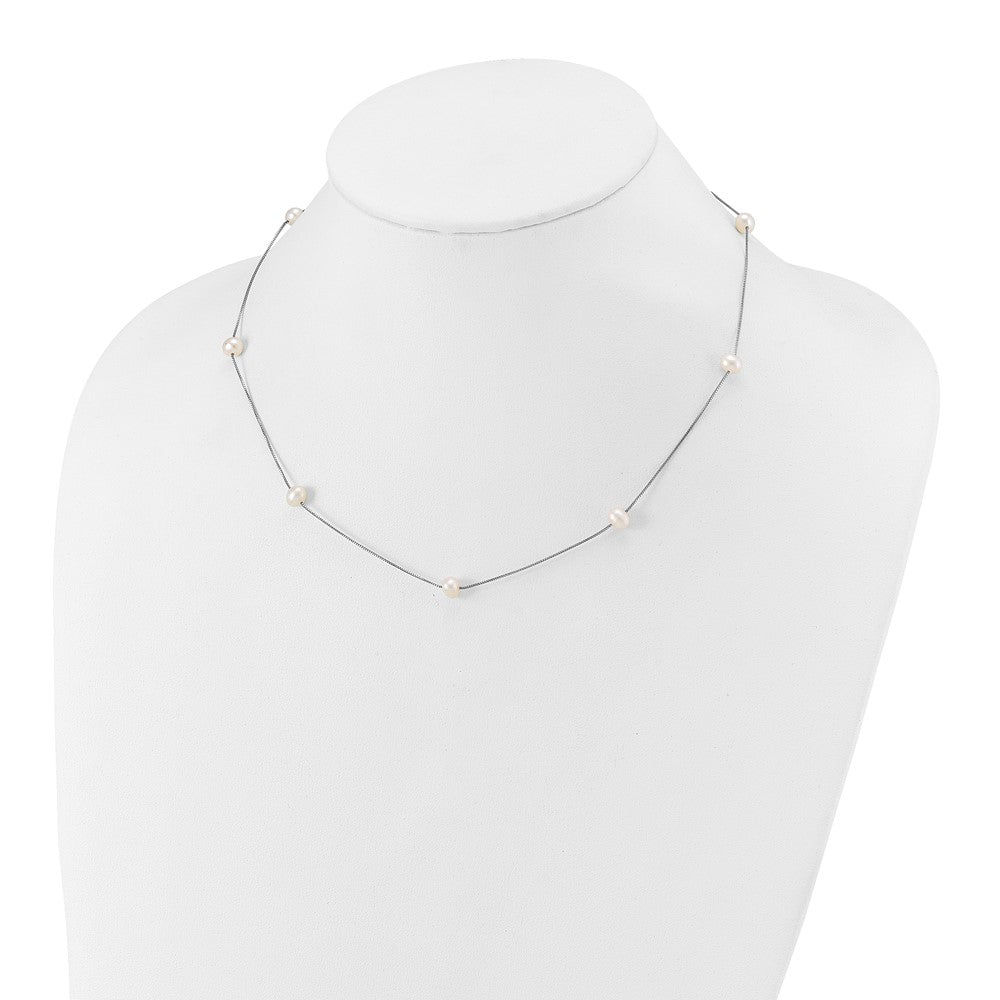 5- Near-Round Freshwater Cultured Pearl 9-Station Necklace - WBC