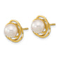 6- Round Akoya Saltwater Cultured Pearl Love Knot Post Earrings - WBC