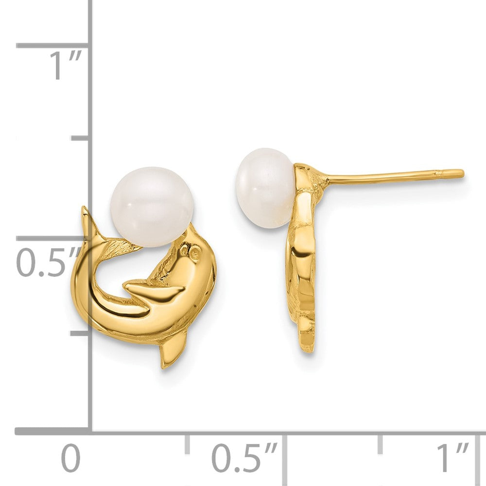 5- Button Freshwater Cultured Pearl Dolphin Post Earrings - WBC