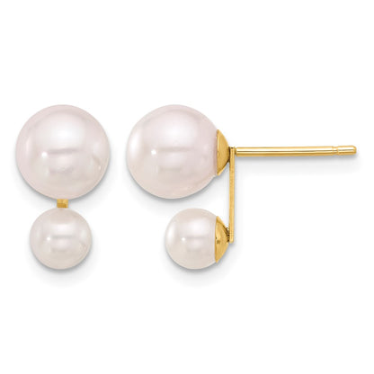 4- and 6- Round Akoya Saltwater Cultured Pearl Post Earrings - WBC