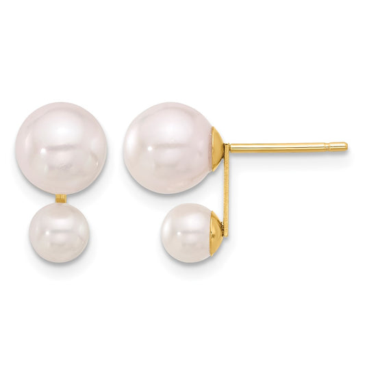 4- and 6- Round Akoya Saltwater Cultured Pearl Post Earrings - WBC