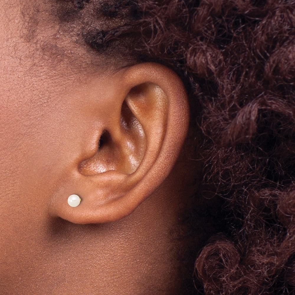 3- Round Freshwater Cultured Pearl Front and Back Ball Post Screwback Earrings - WBC