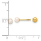 3- Round Freshwater Cultured Pearl Front and Back Ball Post Screwback Earrings - WBC