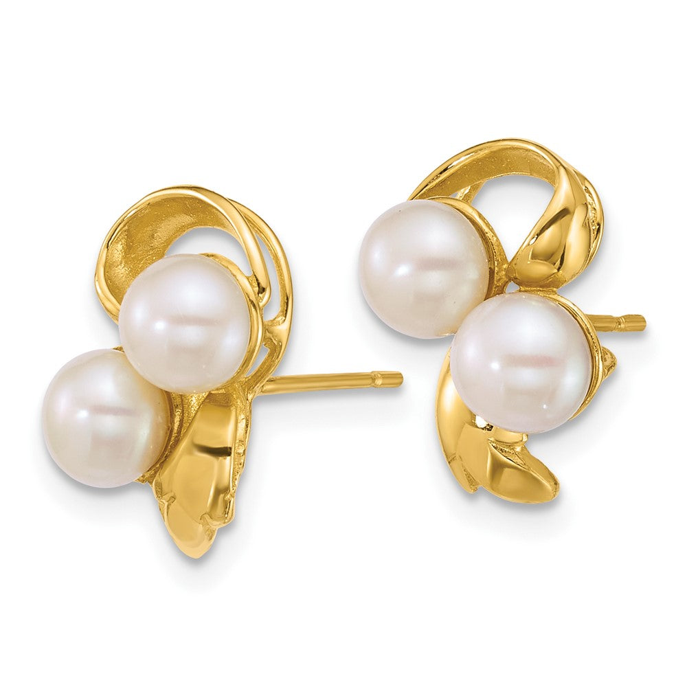 Polished 5- Button Freshwater Cultured 2-Pearl Post Earrings - WBC