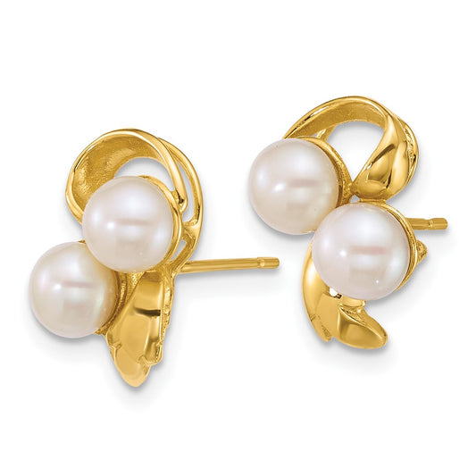 Polished 5- Button Freshwater Cultured 2-Pearl Post Earrings - WBC