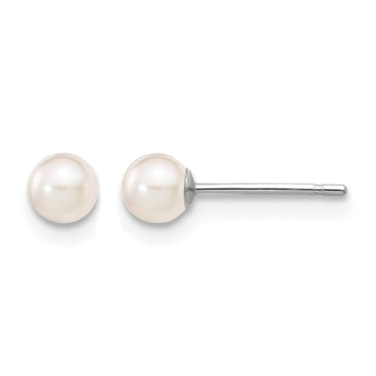 3- Round Akoya Saltwater Cultured Pearl Post Earrings - WBC