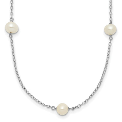5- Round Freshwater Cultured Pearl 7-Station Necklace - WBC