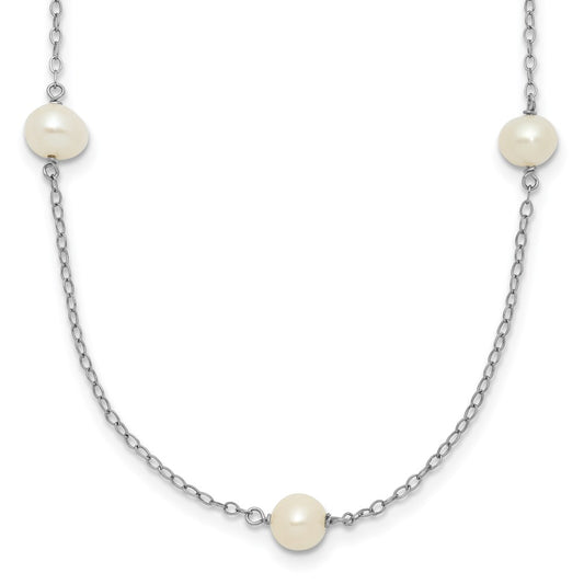 5- Round Freshwater Cultured Pearl 7-Station Necklace - WBC