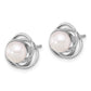 6- Round Akoya Saltwater Cultured Pearl Love Knot Post Earrings - WBC
