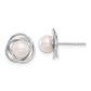 6- Round Akoya Saltwater Cultured Pearl Love Knot Post Earrings - WBC