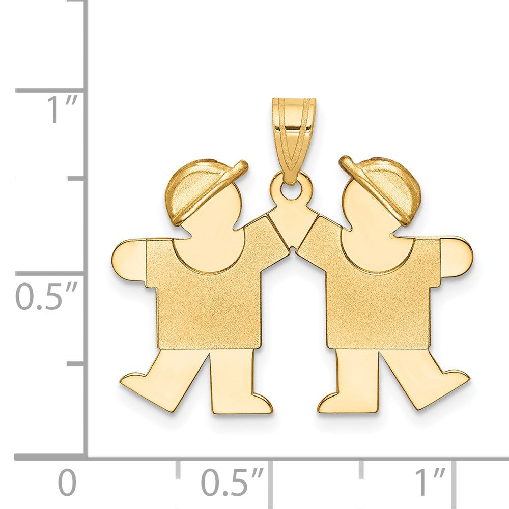 The Kids Solid Engravable Small Double Boys Kiss Charm - WBC