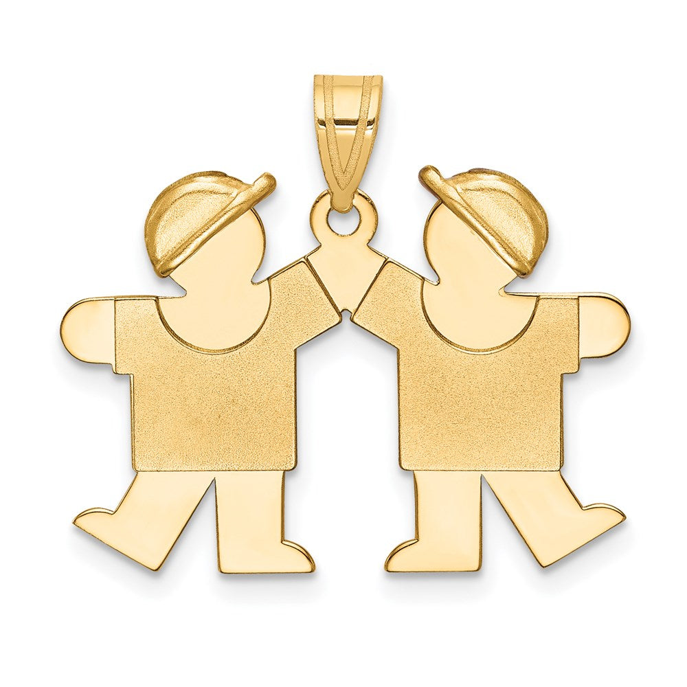 The Kids Solid Engravable Small Double Boys Kiss Charm - WBC