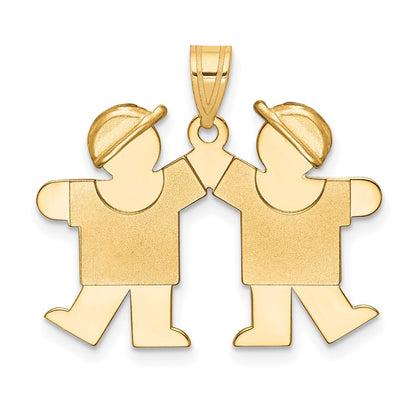 The Kids Solid Engravable Small Double Boys Kiss Charm - WBC