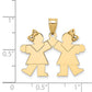 The Kids Solid Engravable Small Double Girls Kiss Charm - WBC