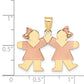 Two-tone The Kids Small Double Girls Engravable Kiss Charm - WBC