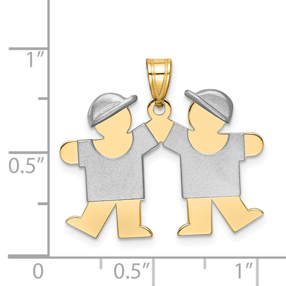 Two-tone The Kids Small Double Boys Engravable Kiss Charm - WBC