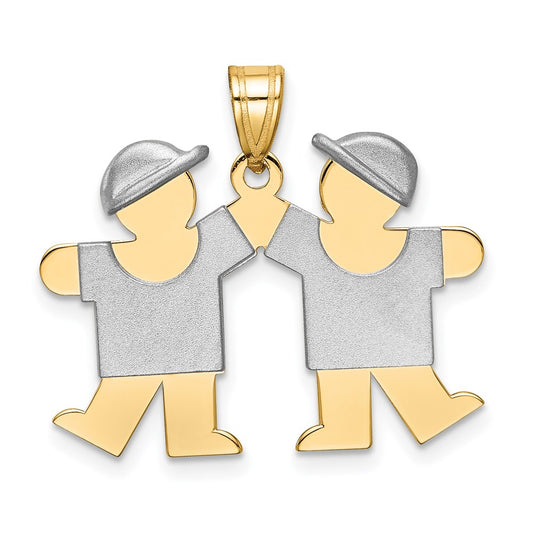 Two-tone The Kids Small Double Boys Engravable Kiss Charm - WBC