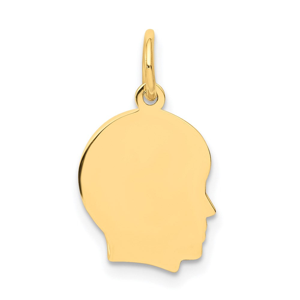 Plain Small .009 Gauge Facing Right Engravable Boy Head Charm - WBC