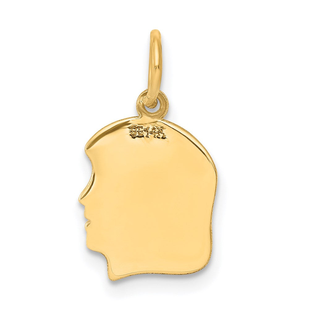 Plain Small .011 Gauge Facing Right Engravable Girl Head Charm - WBC