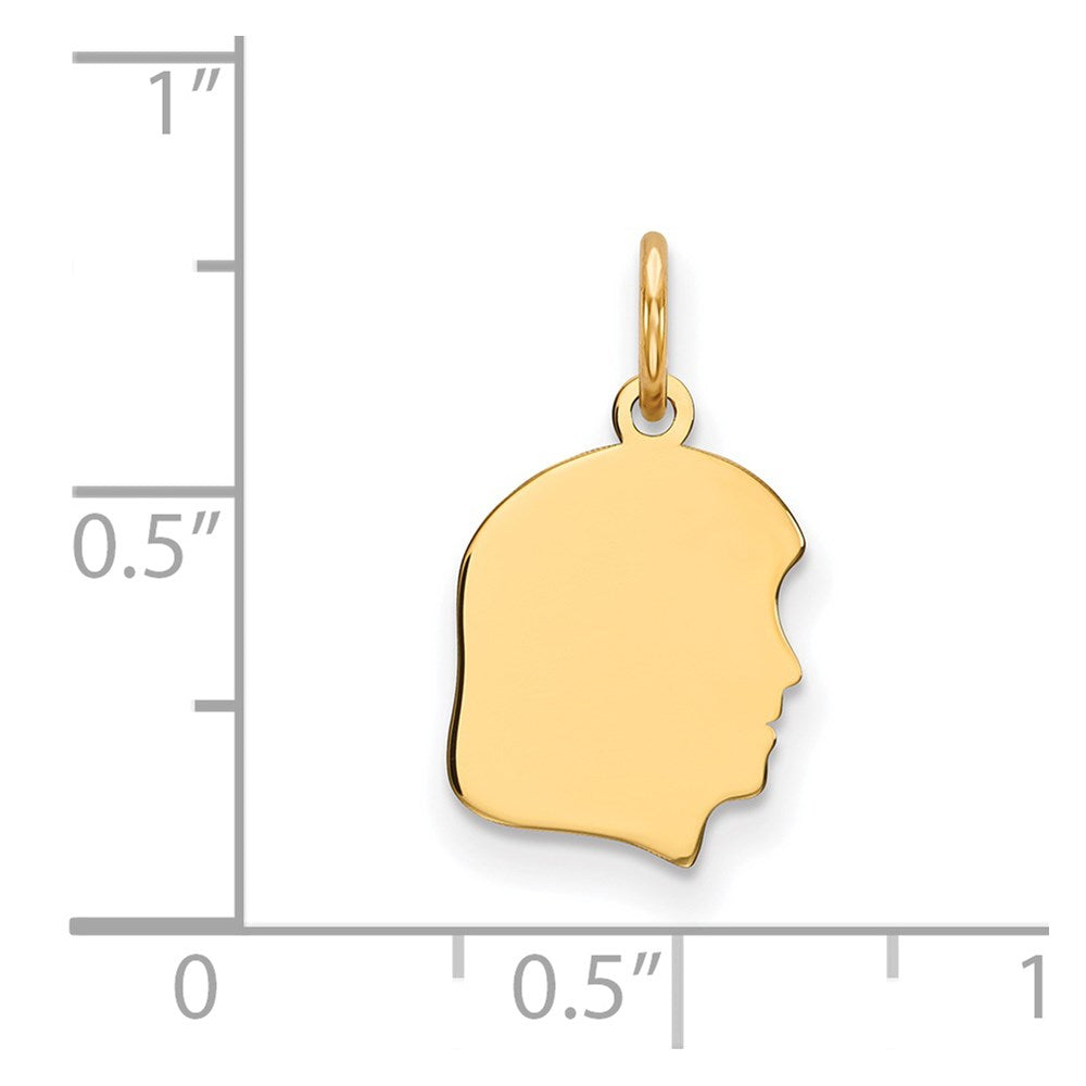 Plain Small .011 Gauge Facing Right Engravable Girl Head Charm - WBC
