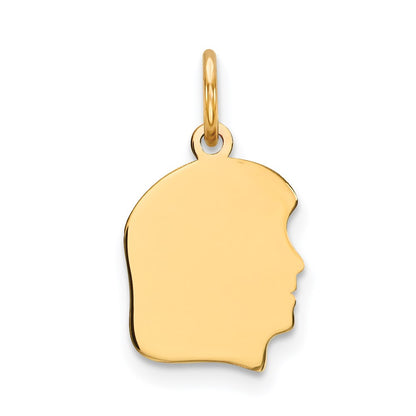 Plain Small .011 Gauge Facing Right Engravable Girl Head Charm - WBC