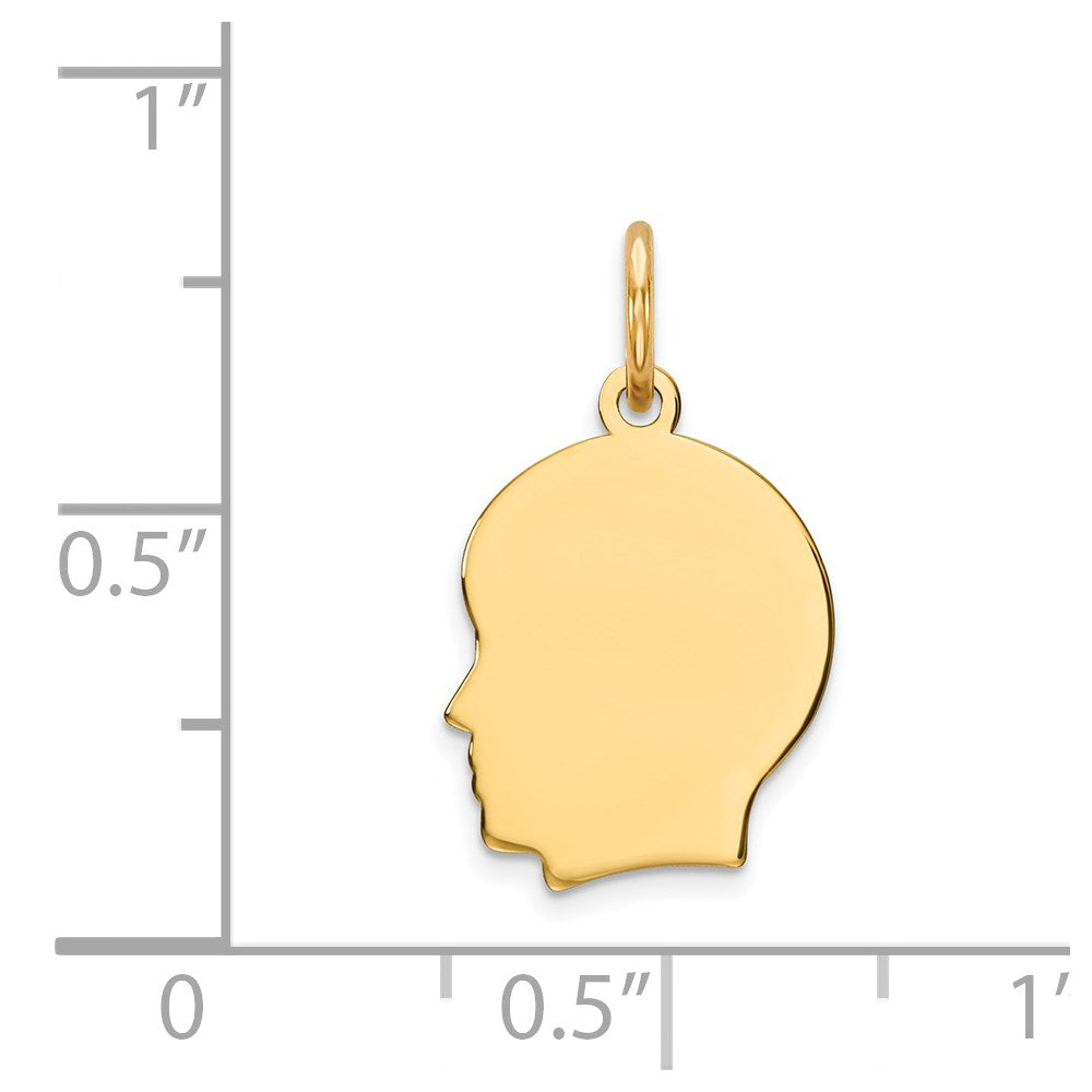 Plain Small .009 Gauge Facing Left Engravable Boy Head Charm - WBC