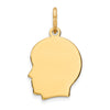14K Gold Small Facing Left Engravable Boy Head Charm, 10mm