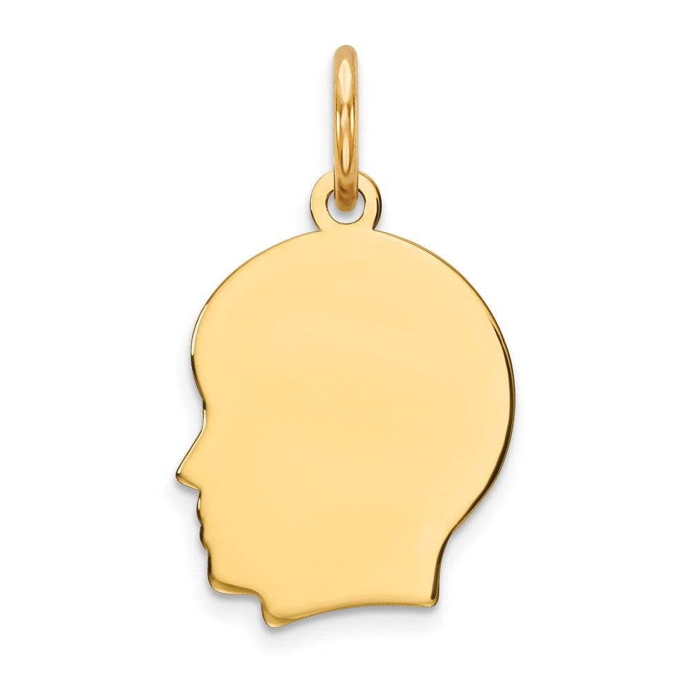 Plain Small .009 Gauge Facing Left Engravable Boy Head Charm - WBC