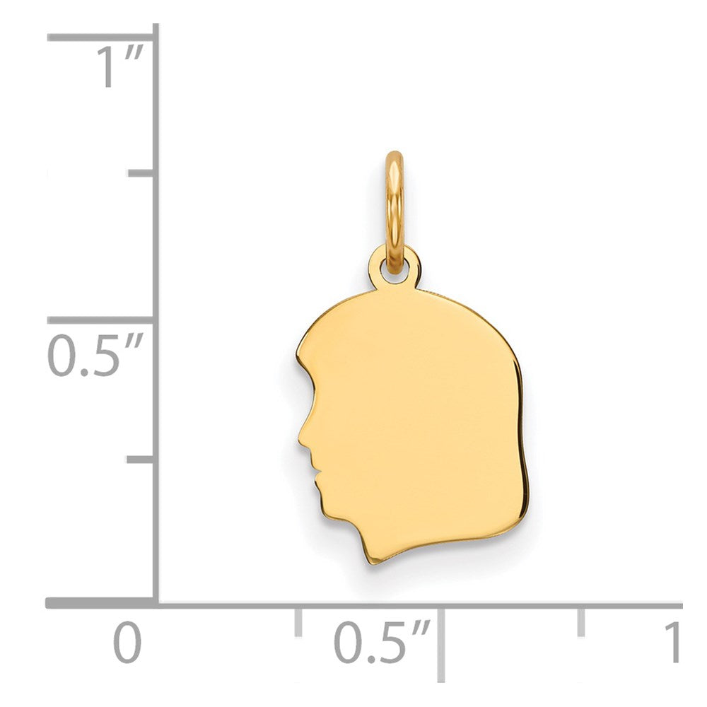 Plain Small .013 Gauge Facing Left Engravable Girl Head Charm - WBC
