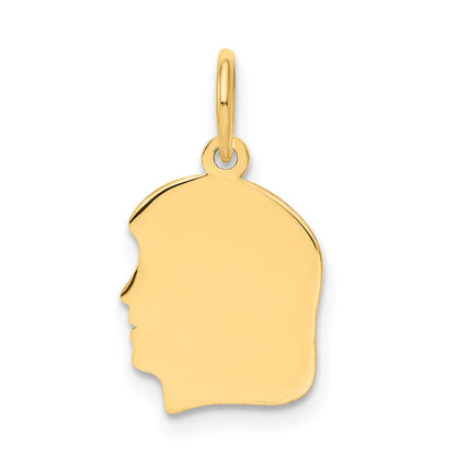Plain Small .013 Gauge Facing Left Engravable Girl Head Charm - WBC