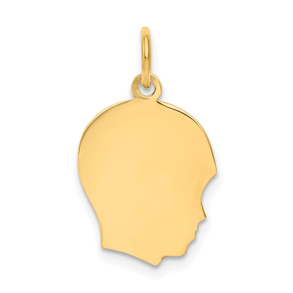 Plain Medium .013 Gauge Facing Right Engravable Boy Head Charm - WBC