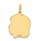 10K Gold Medium Facing Right Engravable Girl Head Charm, 13mm