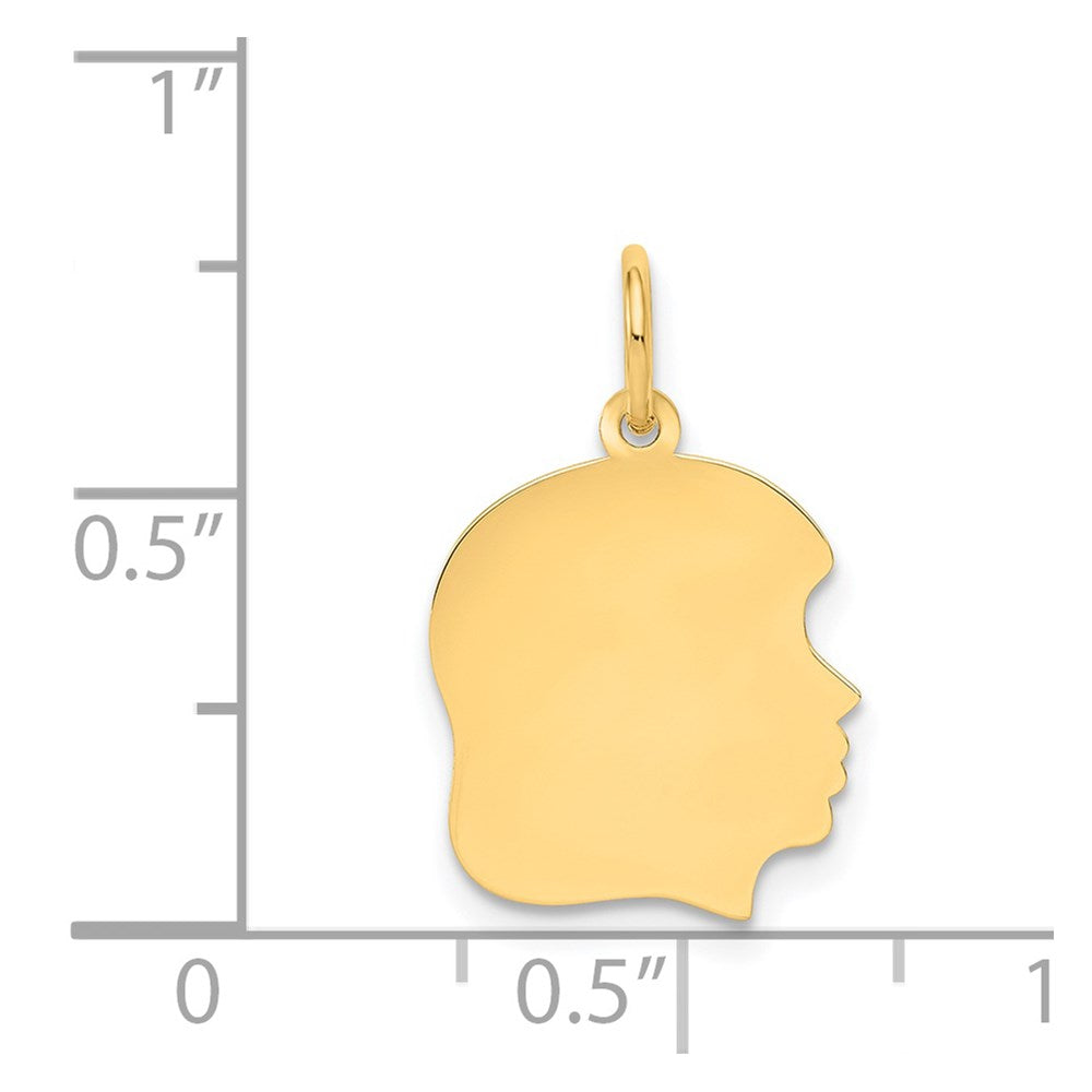 Plain Medium .013 Gauge Facing Right Engravable Girl Head Charm - WBC