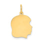 10K Gold Medium Facing Right Engravable Girl Head Charm, 13mm
