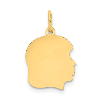 Plain Medium .009 Gauge Facing Right Engravable Girl Head Charm - WBC
