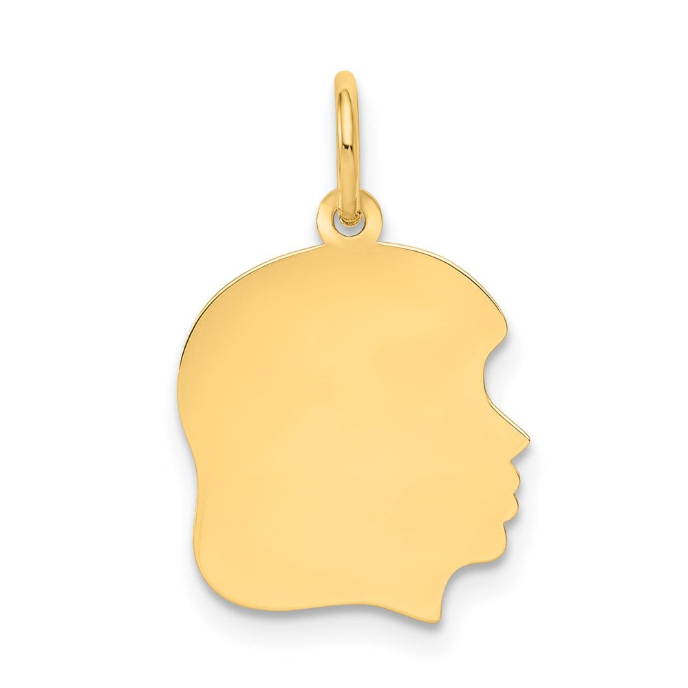 Plain Medium .013 Gauge Facing Right Engravable Girl Head Charm - WBC