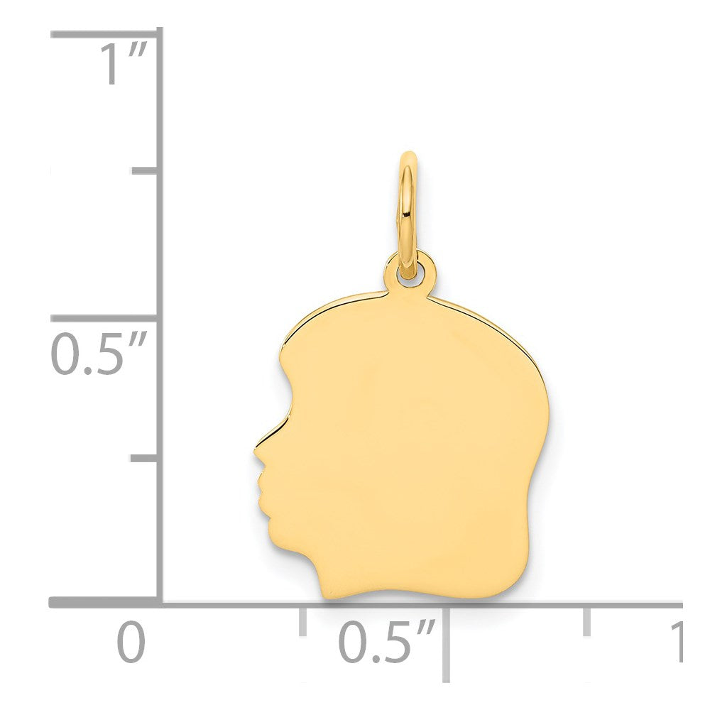 Plain Medium .013 Gauge Facing Left Engravable Girl Head Charm - WBC