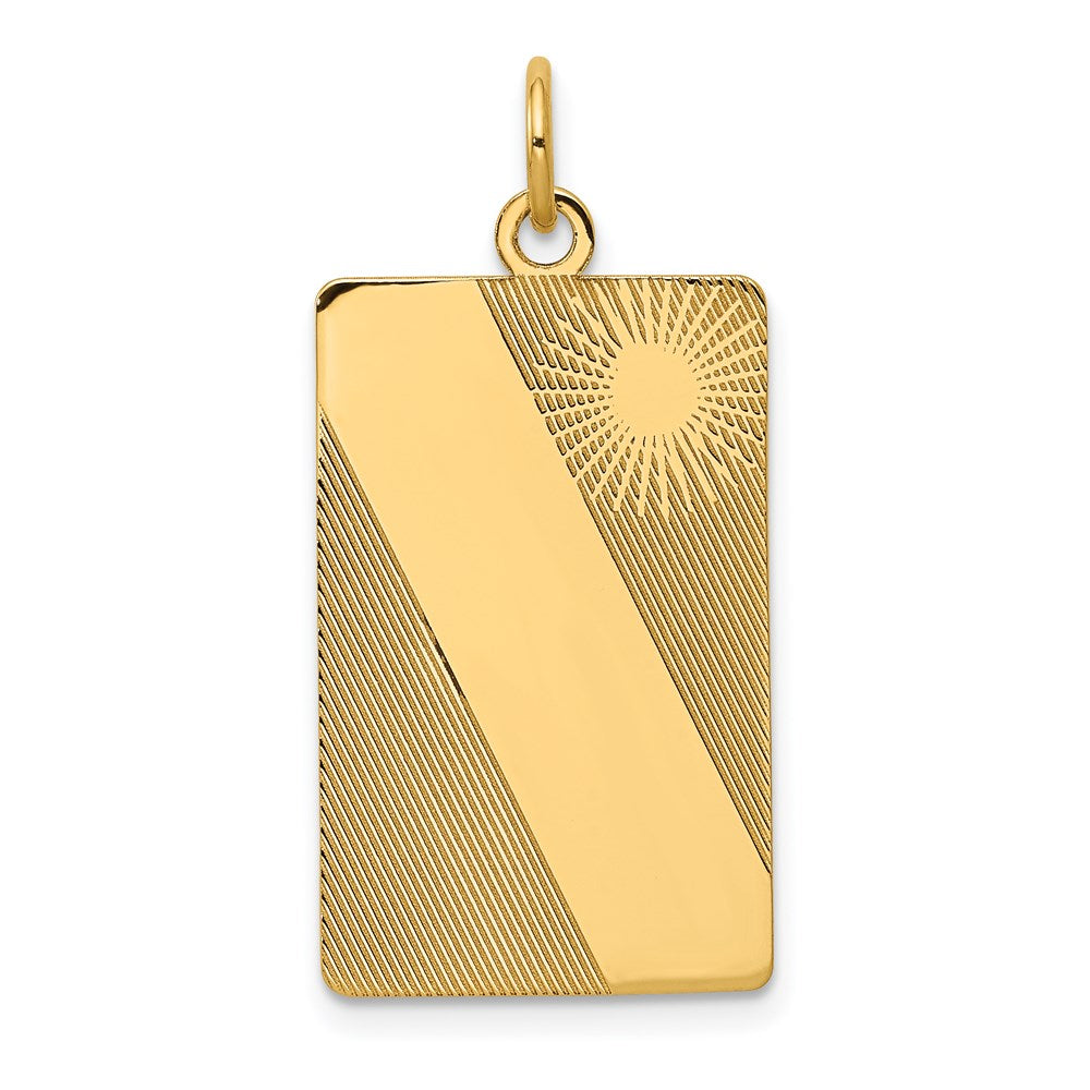 Patterned Sunburst with Diagonal Stripe .013 Gauge Engravable Rectangular Disc Charm - WBC