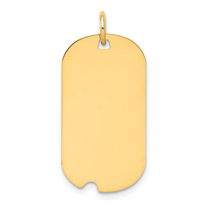 14K Gold Engravable Dog Tag with Notch Disc Charm, 15mm