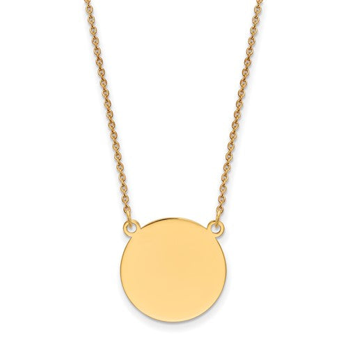 14k Plain .018 Gauge Round Engravable 17x17mm Disc 18 inch Necklace