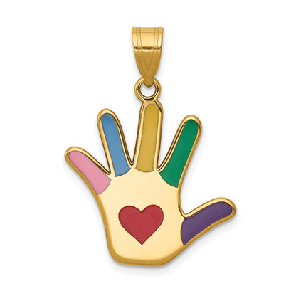 Enameled Autism with Heart Handprint Pendant - WBC