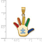 Enameled Autism with Puzzle Piece Handprint Pendant - WBC