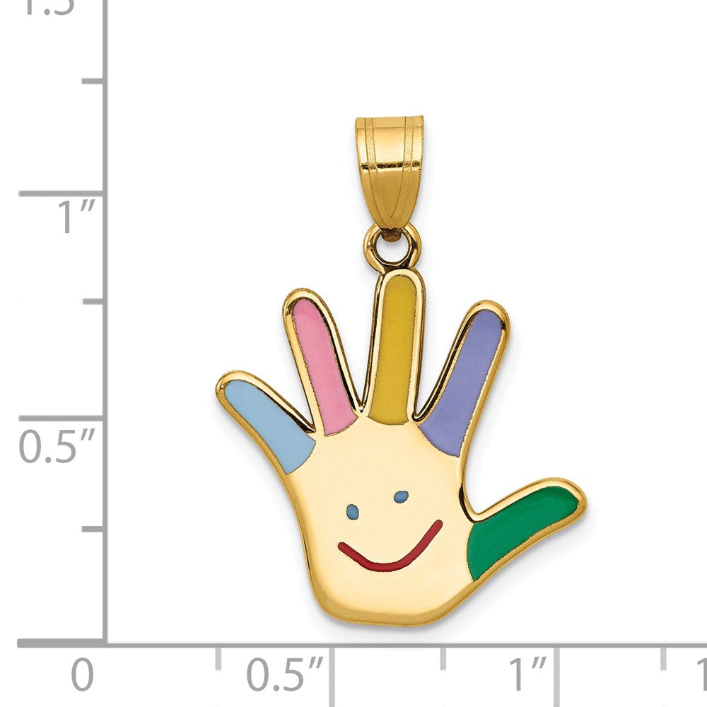 Enameled Autism with Happy Face Handprint Pendant - WBC