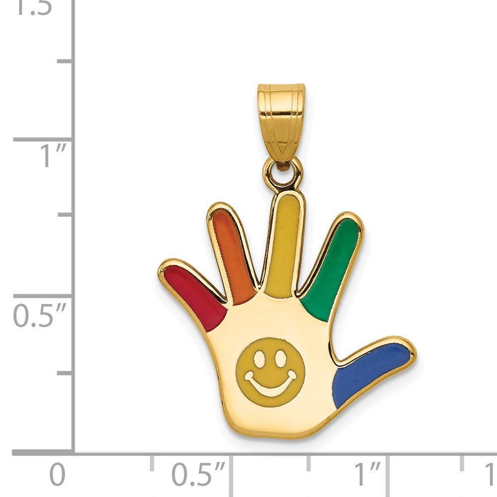 Enameled Autism with Smiley Face Handprint Pendant - WBC